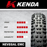 Kenda Nevegal 2 EMC K1211E 27.5x2.40 Mountain Bike Tire with Foldable ATC Casing, EN-DTC Compound, E-Bike Ready (ECE-R75), Low Rolling Resistance for Enduro/Trail with Keychain